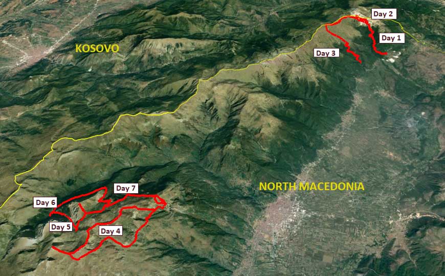 tours/map VIA DINARICA SHARR MOUNTAINS